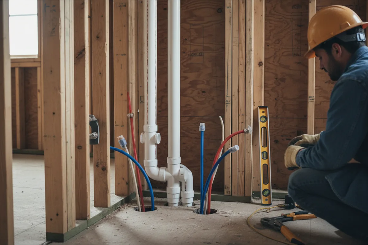 Drain and supply rough-in during Leak Detection in Lebec