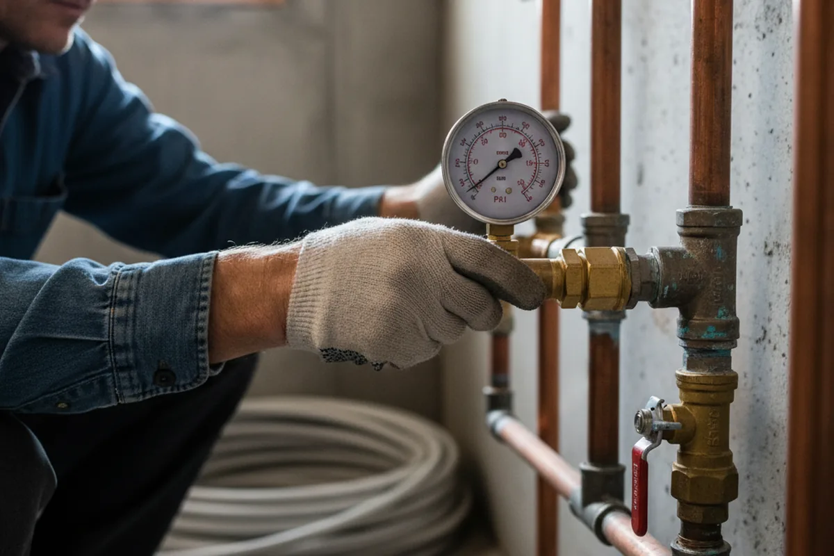 Pressure testing a repaired line during Water Line Repair in Lebec